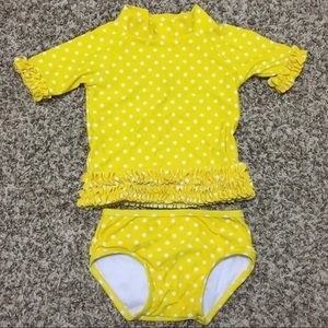 Ruffle Butts Yellow Polka Dot Swim suit